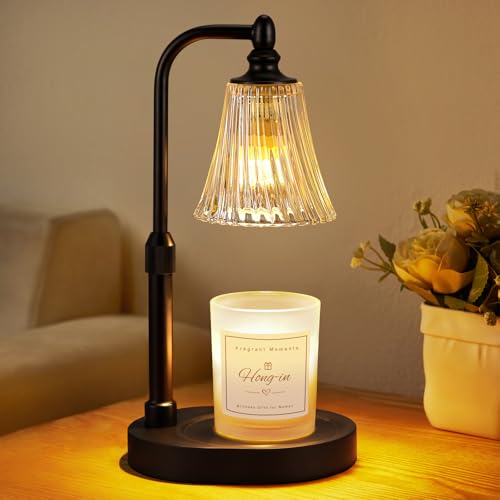 Hong-in Black Candle Warmer Lamp with Timer Dimmable,Birthday Gifts for Women,Adjustable Height Wax Melt Warmer for Jar Candles,House Warming Gifts New Home,Ideal for Office,Bedroom Home Decor - color: Black