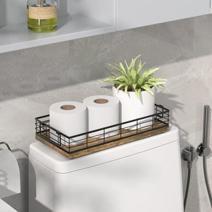 Toilet Paper Basket, 13 Inch bathroom Toilet Tank Basket with Handles Rusty | Bathroom Basket, Back of Toilet Basket, Toilet Tank Tray, Toilet Organizer for Toilet Paper Storage, Toiletries & Essentials - color: Rusty