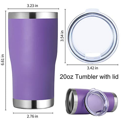 DOMICARE 20oz Tumbler with Lid Stainless Steel Tumblers Bulk, Double Wall Vacuum Insulated Coffee Travel Mug Powder Coated Tumbler, 1 Count (Pack of 1) Purple - color: Purple, size: 1 count