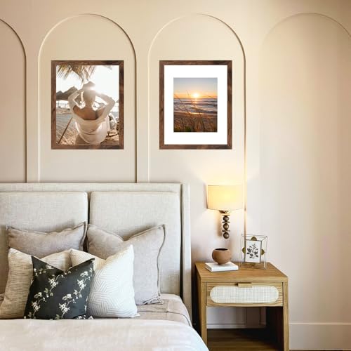 10x14 Picture Frame Deep Brown for 30 x 40cm Diamond Art Painting, Wood 10x14 Frame with 8.5x11 Mat for Wall Mounting, 30x40 cm Frame with Shatter-Resistant Plexiglass, Deep Brown, 3 Pack - size: 10x14 inch
