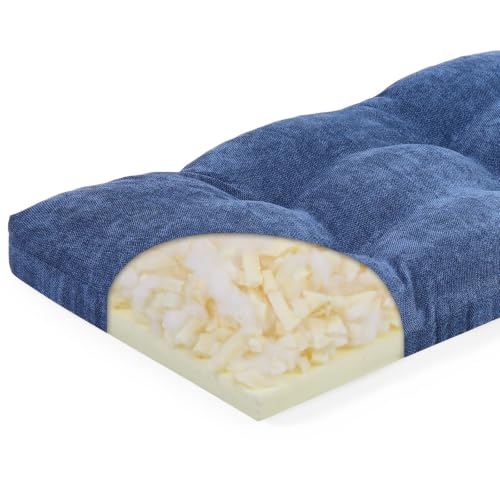 baibu 40 Inch Memory Foam Bench Cushion, Dual-Layer Patent Design Non-Slip Indoor Bench Cushion with Ties, 40x15x3Inch, Blue - color: Dark Blue, size: 40x15x3 Inch (Pack of 1)