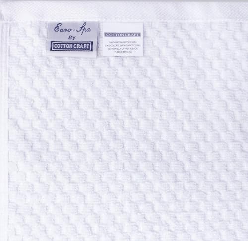 COTTON CRAFT Euro Spa Waffle Weave 6 Piece Towel Set - 100% Cotton - White | 2 Oversized Luxurious Large Bath Towels, 2 Hand Towels, 2 Washcloths - Soft Plush Super Absorbent Low Lint Quick Dry - color: White, size: 6 Piece Towel Set