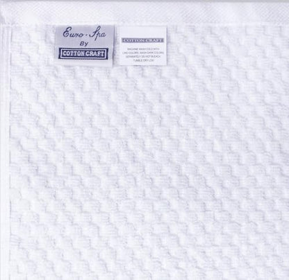 COTTON CRAFT Euro Spa Waffle Weave 6 Piece Towel Set - 100% Cotton - White | 2 Oversized Luxurious Large Bath Towels, 2 Hand Towels, 2 Washcloths - Soft Plush Super Absorbent Low Lint Quick Dry - color: White, size: 6 Piece Towel Set