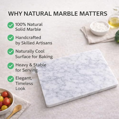 8×12 Inches White Marble Cheese & Charcuterie Board | Natural Marble, Non-Slip Feet, Cutting Board & Pastry Slab, Premium Stone Kitchen Tray - color: White, size: 12"L x 8"W