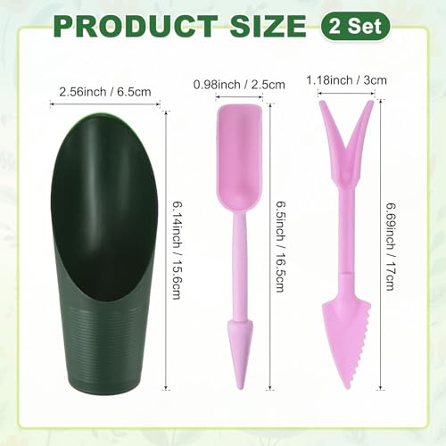 M METERXITY 2-Set Succulent Tools, Plastic 2-in-1 Mini Garden Shovel Hand Succulent Transplanting Tools Garden Shovel Transplant Trowel for Planting/Digging/Aerating [Deep Green,Purple] - color: Deep Green,Purple