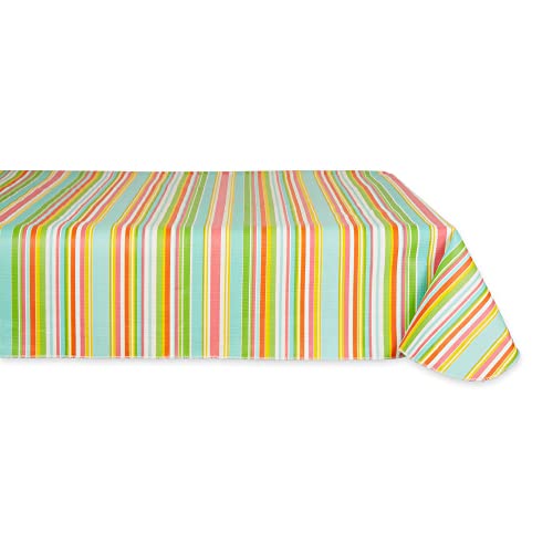 DII Vinyl Tabletop Collection Indoor/Outdoor Spill-Proof Flannel Backed Tablecloth, Rectangle, 60x84, Spring Stripe - color: Spring Stripe, size: 84" x 60" (Rectangular)