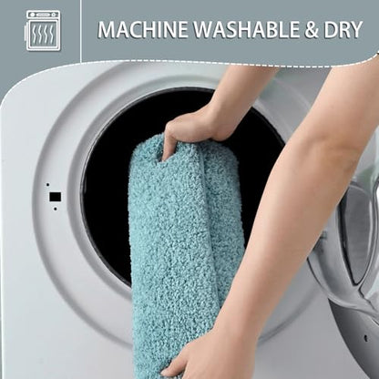 Spa Blue Bathroom Rug Set 2 Piece Bath Mat 21x34 U Shape Toilet Rug 21x21 | Absorbent,Washable,Non Slip Bathroom Rugs Sets,Contour Mat for Toilet - color: Spa Blue