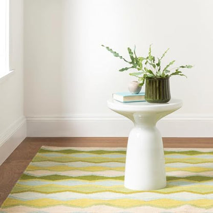 Dash & Albert Safety Net Green Geometric Handwoven Wool Rug, 5'x8' | Green Handwoven Wool Rug, , / Geometric Pattern - color: Green, size: 5' x 8' (Rectangular)