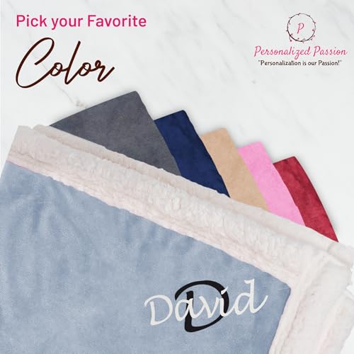 Personalized Sherpa Blanket - Reversible Custom Blanket with Micro Mink & Faux Lambswool, Throw Blankets for Bed & Couch - Pink (50"x60") - color: Pink