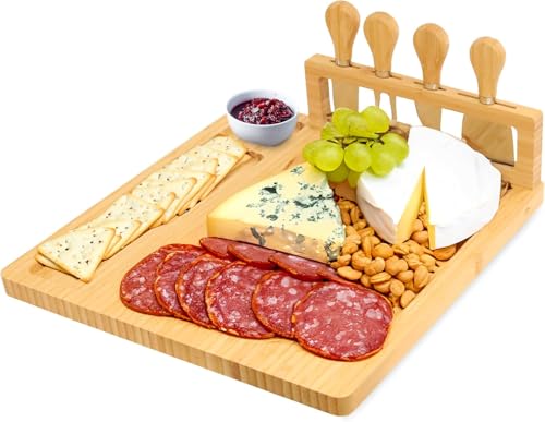 Personalized Cheese Board and Knife Set with Magnetic Holder | Serving Tray for Crackers, Meat, and Wine, Anniversary - style: Personalized Cheese Board Set with Magnet Hold