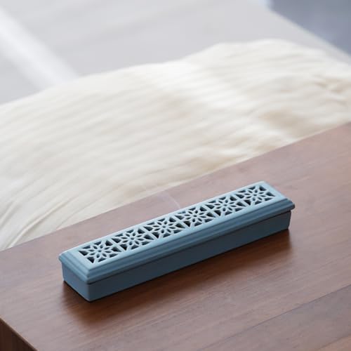 CEREMONY Incense Holder for Sticks, Ceramic Insence-Stick Holder Ash Catcher, Incense Holder Timkburner for Meditation Yoga Spa Room Incense Holder (Mesh-Blue) - color: Mesh-blue