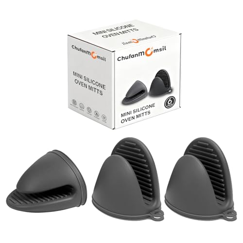 6 Pack Mini Oven Mitts Silicone Pot Holders Heat Resistan for Kitchen, Small Silicone Oven Gloves Kitchen Mittens Air Fryer Mitts Mini Hot Pot Pinch Grip for Baking & Grilling, Dark Grey - color: Dark Grey