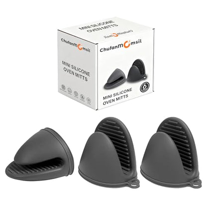 6 Pack Mini Oven Mitts Silicone Pot Holders Heat Resistan for Kitchen, Small Silicone Oven Gloves Kitchen Mittens Air Fryer Mitts Mini Hot Pot Pinch Grip for Baking & Grilling, Dark Grey - color: Dark Grey