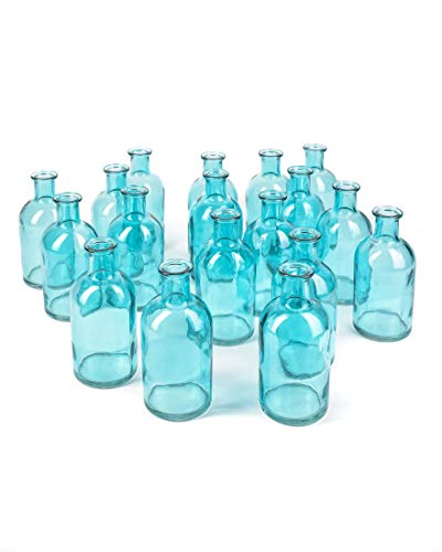 Bud Vases, Apothecary Jars, Decorative Glass Bottles, Centerpiece for Wedding Reception, Elegant Antique Decoration, Mini Flower Vases, Small Medicine Bottles for Home Decor (Blue, Set of 48) - color: Blue, Small, Set of 48