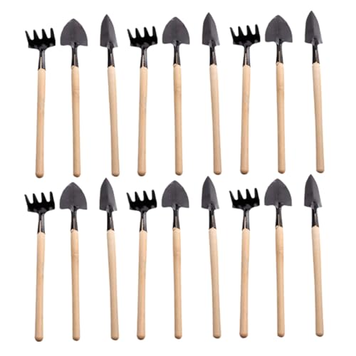 Homoyoyo 18pcs Mini Garden Tools Set for Flower Pots Succulent Plants, Metal Hand Tools with Shovel Rake Trowel, Indoor Gardening Soil Loosening and Transplanting Kit for Plant Care