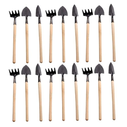 Homoyoyo 18pcs Mini Garden Tools Set for Flower Pots Succulent Plants, Metal Hand Tools with Shovel Rake Trowel, Indoor Gardening Soil Loosening and Transplanting Kit for Plant Care