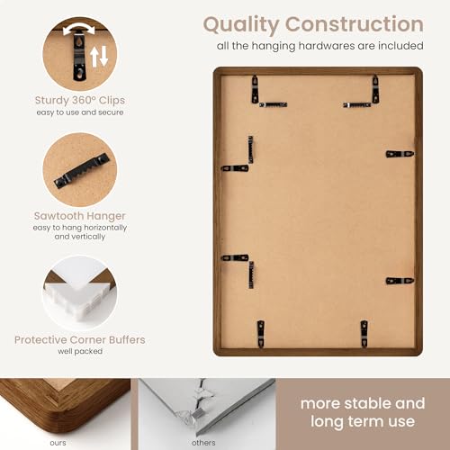A3 Picture Frame | Solid Oak Wood Picture Frame | Poster Frame With Mat For A4 | Tempered Glass And Hanging Hardware Included | A3 Photo Frame (Walnut, 1 Pack) - color: Walnut, size: A3-1P