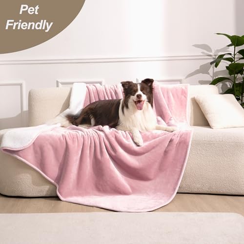 gogobunny Waterproof Bed Blanket, Reversible Sherpa Fleece Throw Blanket for Dog Puppy Cat, Furniture Cover Protects Bed Couch Sofa from Liquid Pee and Pet Fur (Pink, 25x35 inches) - color: Pink, size: 25x35 inches