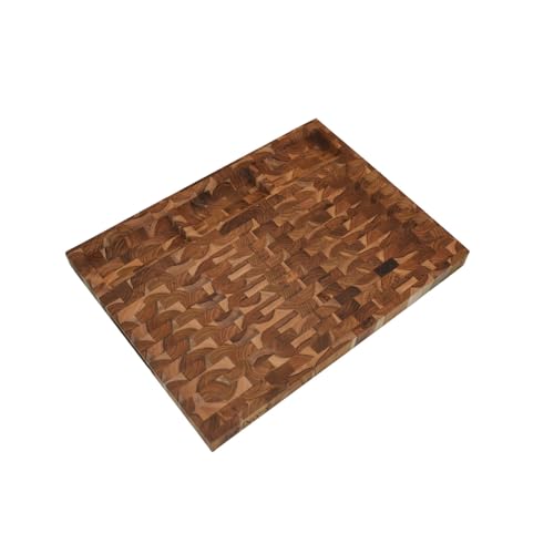 EcoDecors Teak End Grain Cutting Board 20x15 with Charcuterie Trays | Reversible teak cutting board features 3 charcuterie trays for serving cheese, meat, fruit, crackers, and appetizers. - color: End Grain Teak, size: 20"L x 15"W