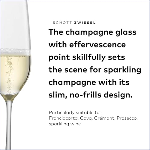 SCHOTT ZWIESEL Forté Champagne Flute (Set of 6), Champagne Glasses with Effervescence Point, Dishwasher-Safe Machine-Made Tritan Crystal Glasses, Made in Germany (8 Ounce) - color: Clear - Champagne Flute, size: 7.7 Ounces