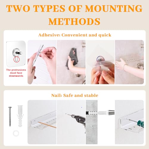 LAZYROSY 4 Pack Floating Shelves – Clear Acrylic/PET Wall-Mounted No Drill Storage with Adhesive, Invisible Bathroom & Bedroom Shelving for Kitchen, Living Room, Transparent Decor - size: 4-Piece Set