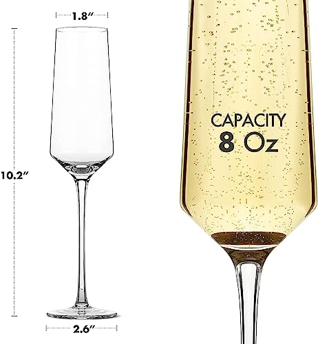 Champagne Flutes-Hand Blown Crystal Glasses Set of 4, 8oz, Elegant | Premium Lead-Free Crystal Champagne Flutes Glass, Ideal Gift for Wedding, Anniversary, Shower Party Supplies, Classic, Clear - color: Champagne