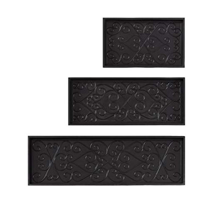 Anji Mountain Rubber Boot/Shoe Tray with Coir, Fits 3 Pair (34.5"" Wide), Tan and Black Chevron Insert (AMB0BT3F-011) - color: Tan and Black Chevron Insert, size: 34" x 14" x 1.5"