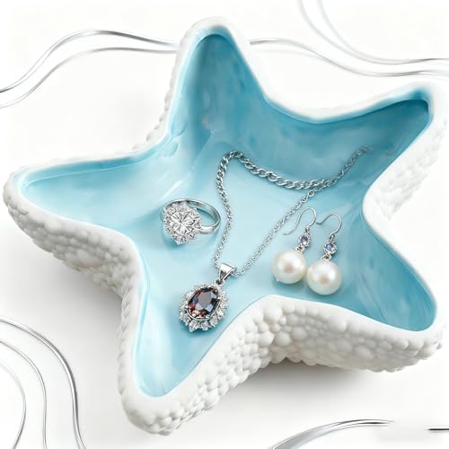8.2 x 7.5 x 1.6 inches Large Shell Jewelry Dish Tray Ceramic Shell Ring Holder Seashell Bowl Cute Jewelry Organize Key Storage Tray Decorative Trays for Home Decor Porcelain Jewelry Deco - color: Shell Decorative Trays for Home Decor