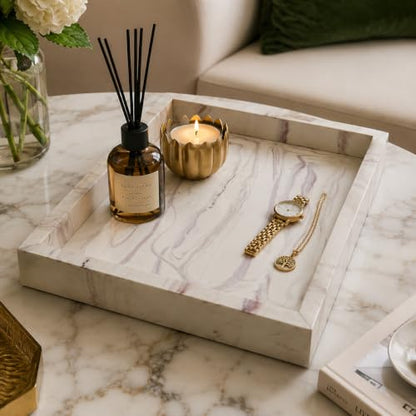 Handmade Decorative Rectangular Shape Elegant Bathroom Vanity Tray Kitchen Sink Countertop Jewelry Organizer Resin Ring Dish Holder Cosmetic Tray Dining Decor