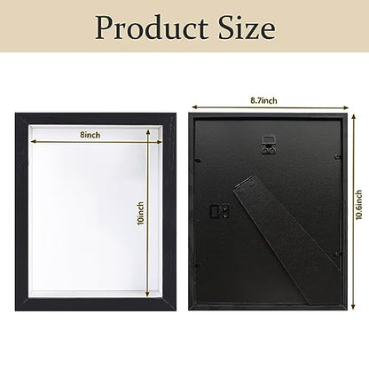 Shadow Box Frame 8x10 - 3 Pack Wood Deep Shadowbox with Glass Shadow Boxes Display Cases Suitable for Photos, Dried Flowers, Handicrafts Picture Frames for Wall (Black) - size: 8x10-3pcs-black