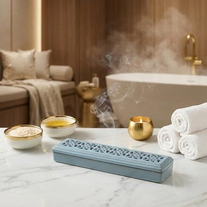 CEREMONY Incense Holder for Sticks, Ceramic Insence-Stick Holder Ash Catcher, Incense Holder Timkburner for Meditation Yoga Spa Room Incense Holder (Lever Blue) - color: Lever Blue