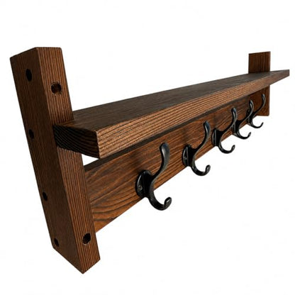 29" Coat Rack Wall Mount with Shelf, Entryway Wall Hooks with Shelf, Coat Hangers for Bathroom, Living Room, Bedroom