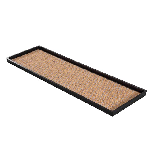 Anji Mountain Heavy Duty Waterproof Rubber Shoe Storage Mat Organizer/Boot Storage Tray Multi Use For Entryway with Coir, Tan and Blue Insert , Fits 4 Pair (46.5" Wide) - color: Tan and Blue, size: 46" x 14" x 1.5"