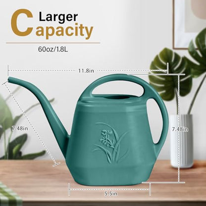 ZXJ Plant Watering Can - for Indoor and Outdoor Home Garden Plants - with Long Spout - Emerald Green - 1/2 Gallon - color: Emerald Green