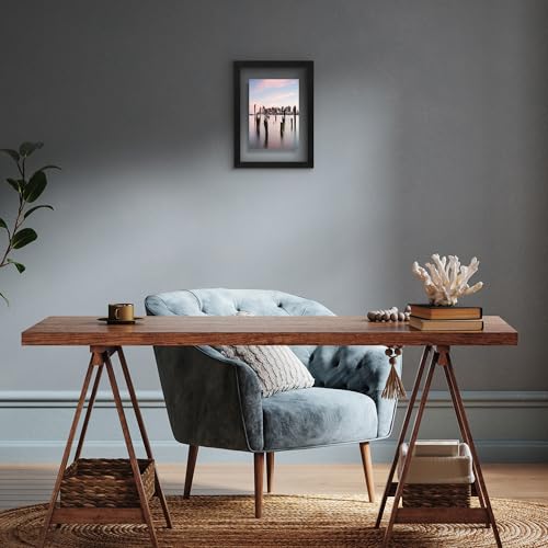 Americanflat 8.5x11 Floating Picture Frame with Polished Crystal-Clear Glass - Use as 5x7 Picture Frame or Display 4x6 Photo - Signature Float Collection - Photo Frames for Wall Display - Black