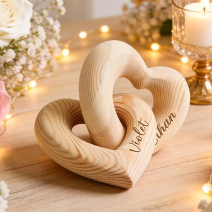Personalized Interlocking Wooden Hearts, Custom Name Date Engraved Couple Gift, Wedding Anniversary Keepsake, Romantic Decor, Valentine Gift, Bridal Shower Gifts, Engagement Present 6 - color: Design 06