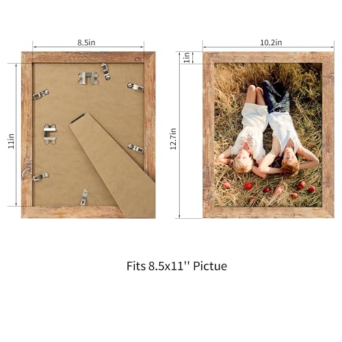 iRahmen 8.5x11 Picture Frame Set of 2, Rustic Brown Certificate Frame with High Definition Real Glass, Wood Photo Frames 8.5 by 11 Diploma Document for Wall Hanging and Tabletop Display - color: Rustic Brown, size: 8.5X11