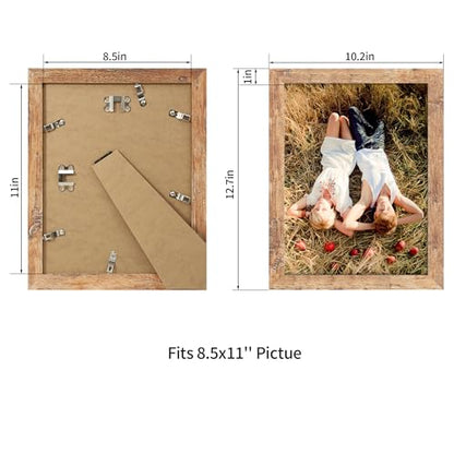 iRahmen 8.5x11 Picture Frame Set of 2, Rustic Brown Certificate Frame with High Definition Real Glass, Wood Photo Frames 8.5 by 11 Diploma Document for Wall Hanging and Tabletop Display - color: Rustic Brown, size: 8.5X11
