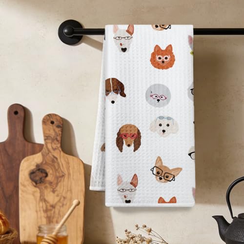 Cute Dog Kitchen Towels, Dog Lover Gifts Dish Towels for Kitchen, Highly Absorbent Hand Towel Tea Towel, 16 x 25 Inch Drying Towel Housewarming Gifts for Women Friends - color: Lm 343