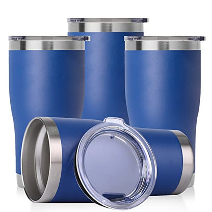 DOMICARE 20oz Tumbler with Lid Stainless Steel Tumblers Bulk, Double Wall Vacuum Insulated Coffee Travel Mug Powder Coated Tumbler, 4 Count (Pack of 1) Dark Blue - color: Dark Blue, size: 4 count