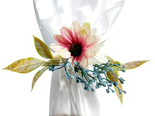 Sunflower Napkin Rings Set of 4, Handmade Christmas Dinner Napkin Holder, Handcrafts Plant Decor for Weddings, Table Setting, Outdoor Parties (New Sunflower) - style: Natural-inspired