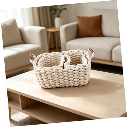3Pcs Eco-friendly Nesting Storage Baskets with Handles Versatile Woven Boxes for Household Organization and Home Decoration Safe for Play