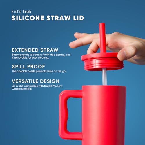 Simple Modern Kids 24 oz Tumbler with Handle and Silicone Straw Lid | Spill Proof and Leak Resistant | Reusable Stainless Steel Bottle | Gift for Kids Boys Girls | Trek Collection | Sea Glass Sage | Trek Kids Water Bottle, Toddler Cup | Insulated Stainles