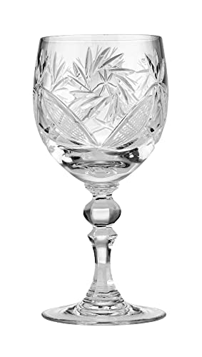 Neman Set of 2 Hand Made Vintage Crystal Classic Wine Goblets on a Stem 6.4" H, Old-Fashioned Glassware - size: Wine Glass 8.8oz
