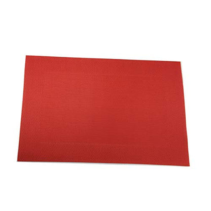 Vinyl Red Placemats Heat Resistant Dining Table Mats Non-Slip Washable Place Mats Set of 6 （Red） - color: Red