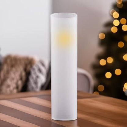 WGVI Hurricane Candle Holder Sleeve, W: 3", Ht: 14", Frosted Glass Cylinder Open Both Ends, Chimney Tube Shade, 2 Pieces - color: Frosted, size: 3x14"H