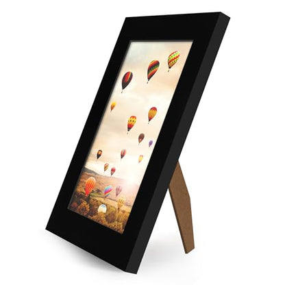 Americanflat 4x7 Picture Frame - Engineered Wood - Black | Shatter-resistant glass, wall or tabletop display with included easel, sawtooth hangers included - color: Black, size: 4x7