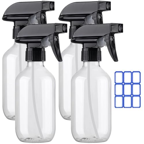 4Pack Plastic Spray Bottles for Cleaning - 10oz/300ml - Mist Stream - No Clog No Leak, Easy to Grip with Adjustable Nozzle - BPA Free | Mist Stream - No Clog No Leak, Easy to Grip with Adjustable Nozzle for Hair, Cooking, Cleaning - BPA Free - size: 10oz,