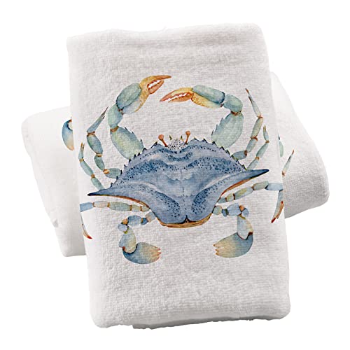 ALAZA Ocean Hand Towels for Bathroom Set of 2 Fingertip Towel Face Towel, Cotton Soft Absorbent Decorative Bath Towels 15.5x29.5 inch,Blue Crab Watercolor - color: Pink
