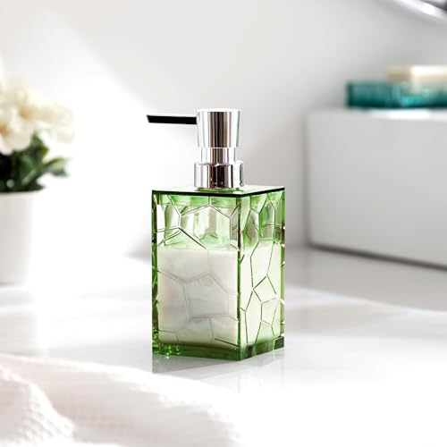 HBlife Bathroom Accessories Set, Acrylic Bathroom Counter Set of 4 | Boho acrylic bathroom decor, 4-pc: holder, soap, tumbler, dish, Easy-clean & rustproofd, Ideal housewarming gift - style: Green